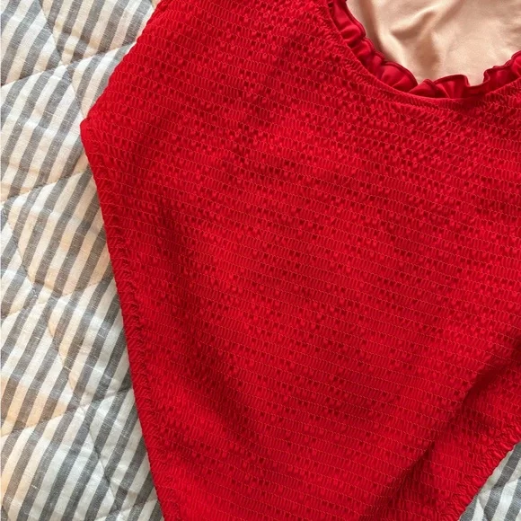 J. Crew Red Ruffled Swimsuit - Picture 4 of 8